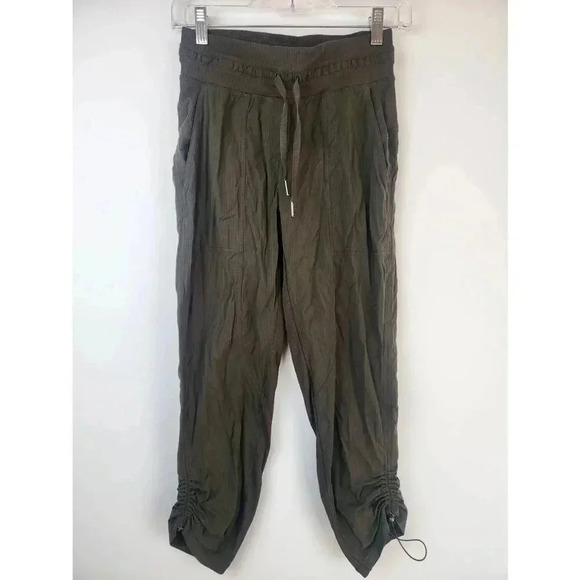 Lululemon Dance Studio Cinch Crop Pants Olive Green Size 2. - Picture 1 of 8